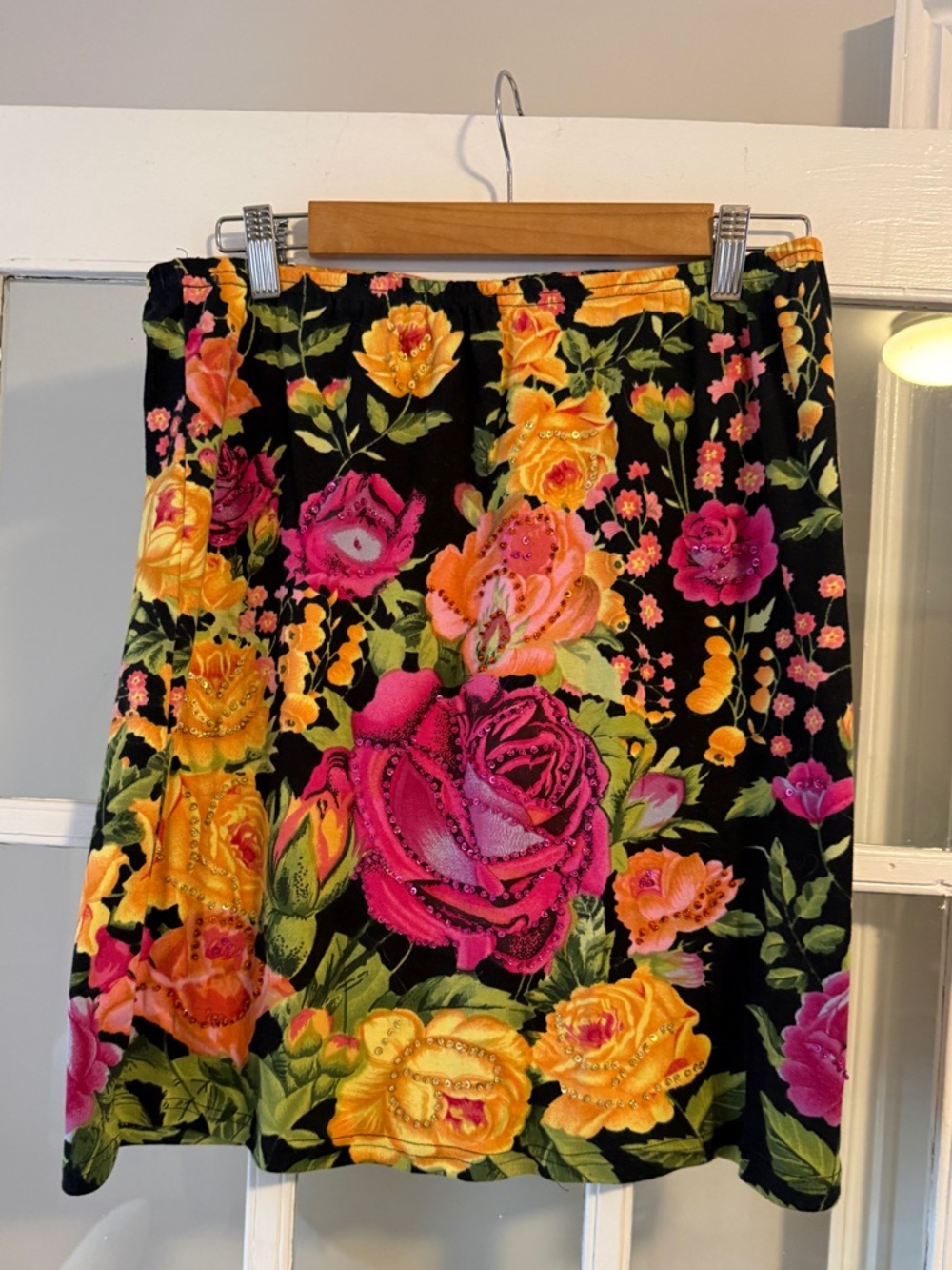 Newport News 90s Vintage Beaded Floral  Skirt